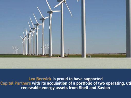 Leo Berwick supports InfraRed Capital Partners with its acquisition of a portfolio of two operating, utility-scale renewable energy assets from Shell and Savion