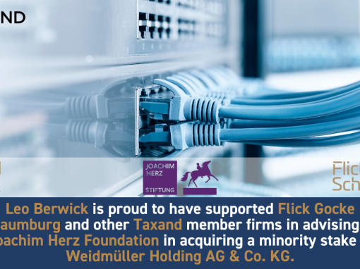 Leo Berwick supports Flick Gocke Schaumburg and other Taxand member firms in advising the Joachim Herz Foundation in acquiring a minority stake in Weidmüller Holding AG & Co. KG.